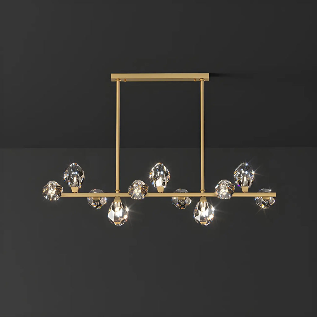 Contemporary Linear Crystal Island Pendant Light
