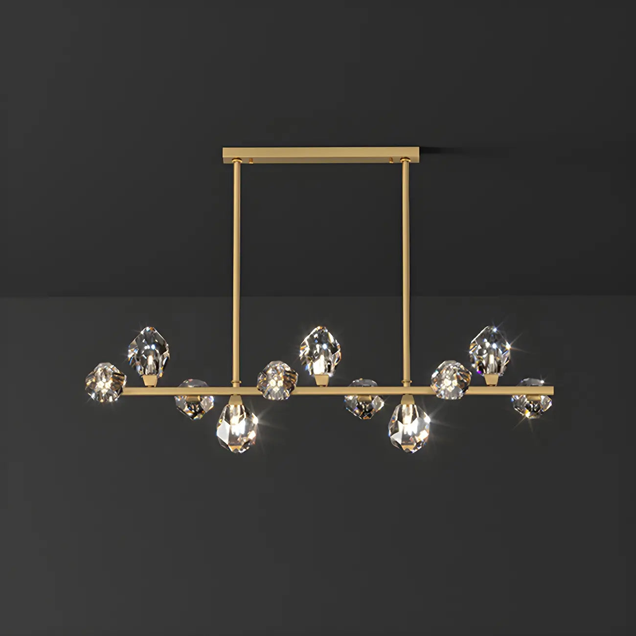 Contemporary Linear Crystal Island Pendant Light