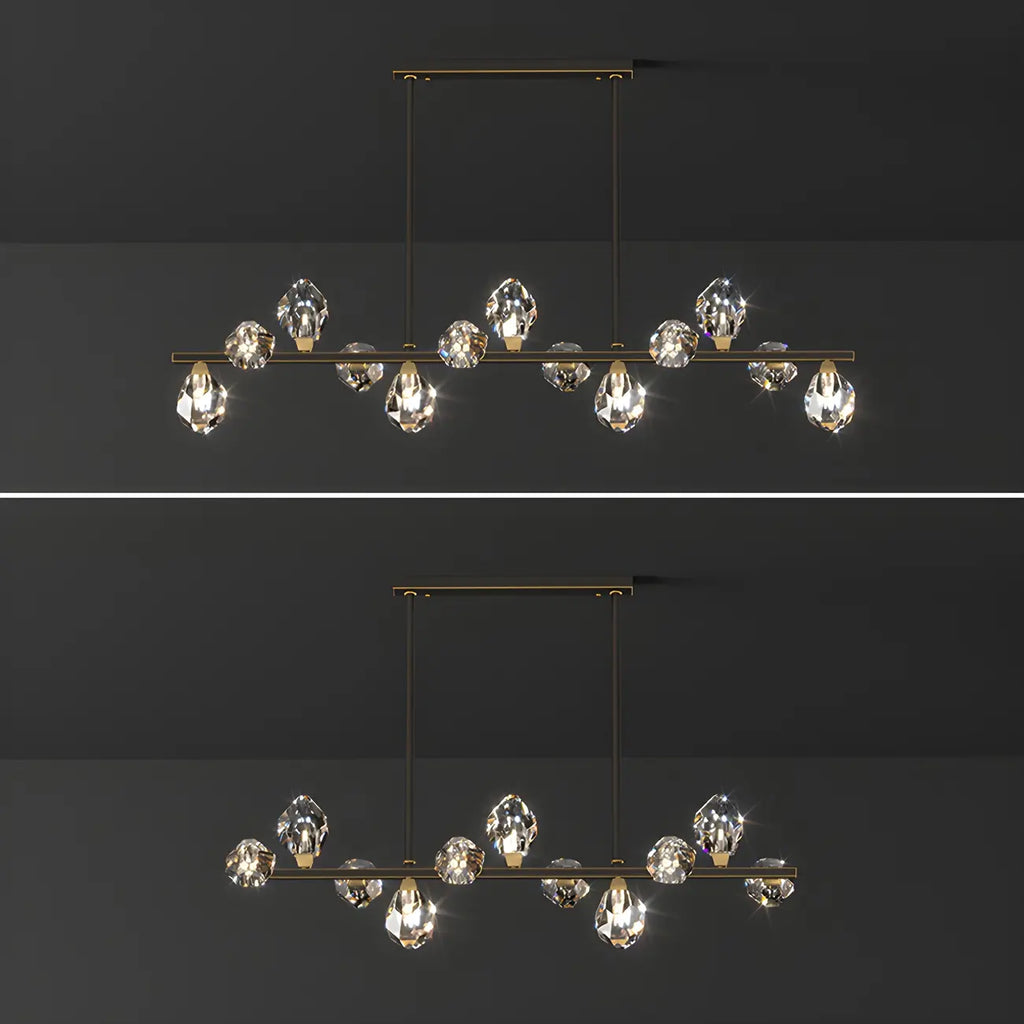 Contemporary Linear Crystal Island Pendant Light