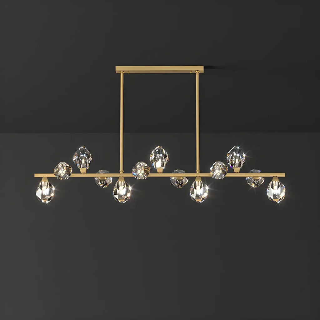 Contemporary Linear Crystal Island Pendant Light