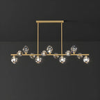 Contemporary Linear Crystal Island Pendant Light