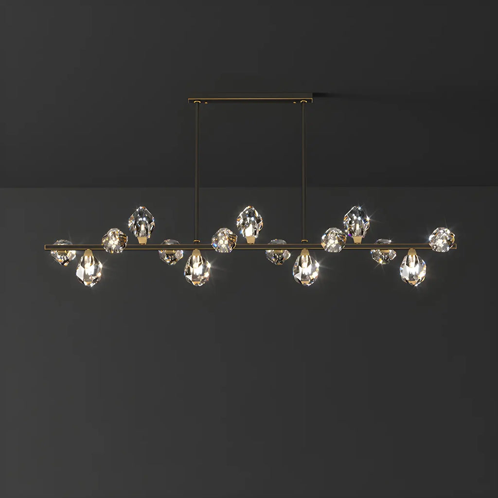 Contemporary Linear Crystal Island Pendant Light