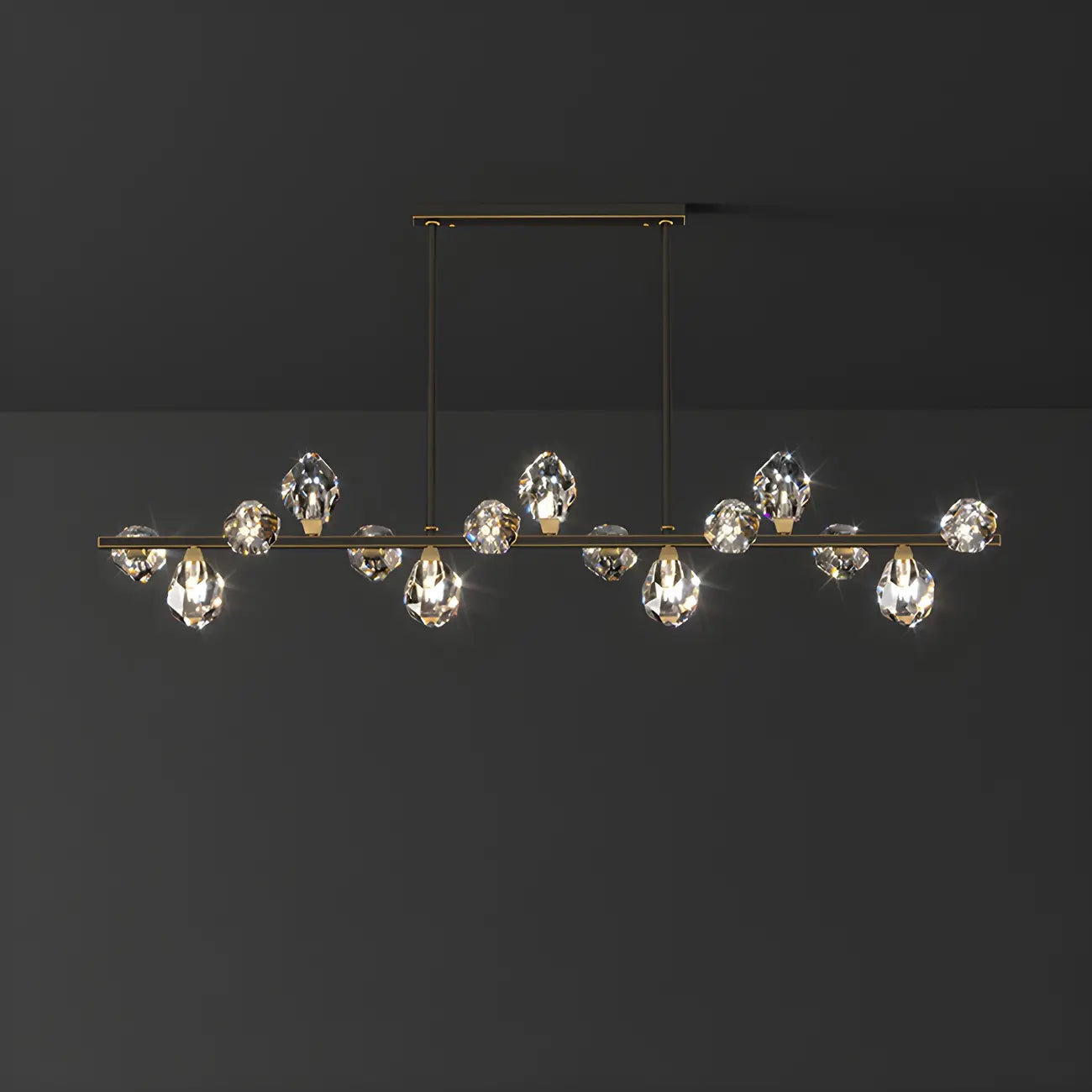 Contemporary Linear Crystal Island Pendant Light
