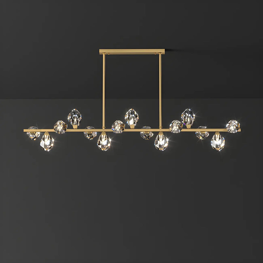 Contemporary Linear Crystal Island Pendant Light