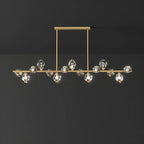 Contemporary Linear Crystal Island Pendant Light