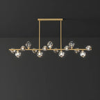 Contemporary Linear Crystal Island Pendant Light