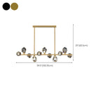 Contemporary Linear Crystal Island Pendant Light