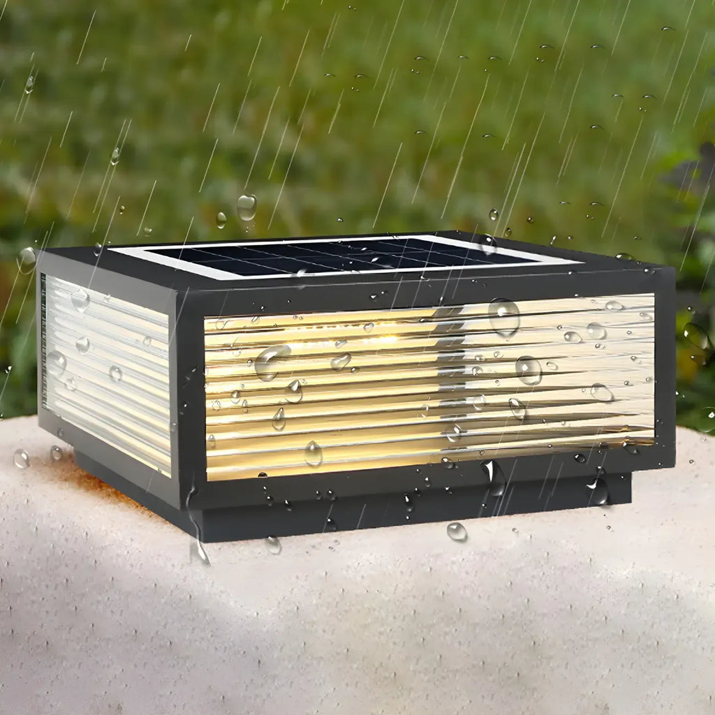Black Rectangle Color-Changing Solar Outdoor Post Lights