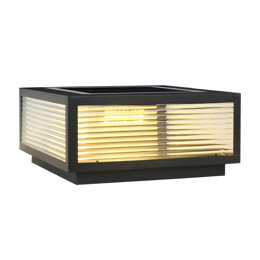 Black Rectangle Color-Changing Solar Outdoor Post Lights
