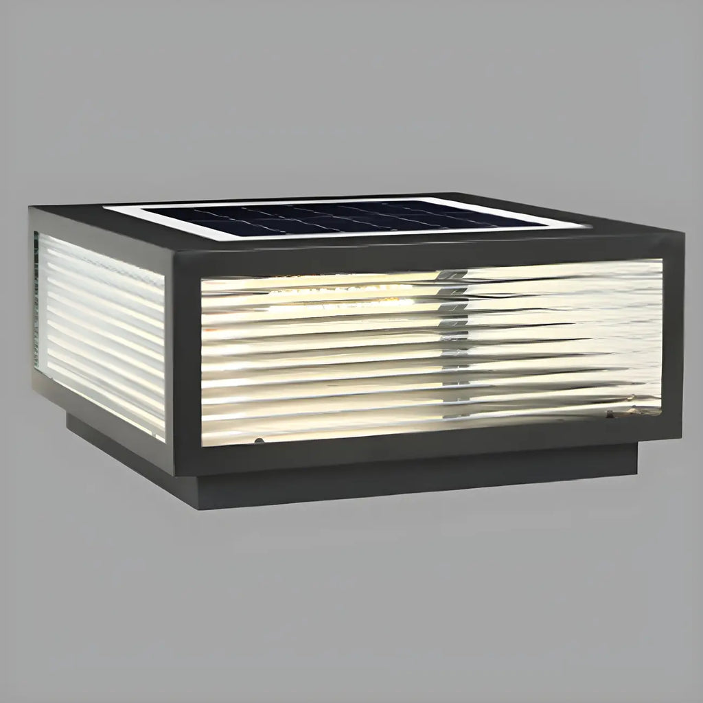 Black Rectangle Color-Changing Solar Outdoor Post Lights