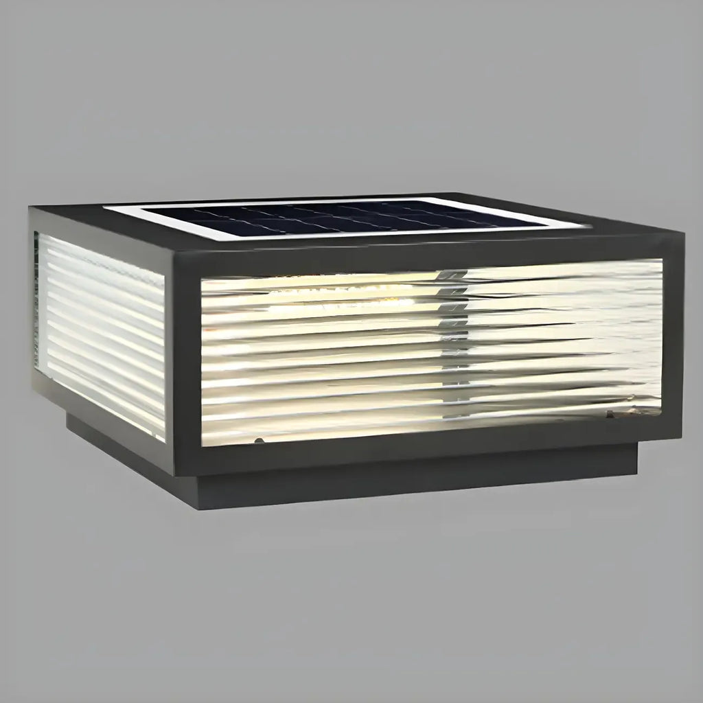 Black Rectangle Color-Changing Solar Outdoor Post Lights