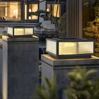 Black Rectangle Color-Changing Solar Outdoor Post Lights