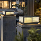 Black Rectangle Color-Changing Solar Outdoor Post Lights