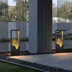 Vertical Geometric Mountain Outline Post Cap Light