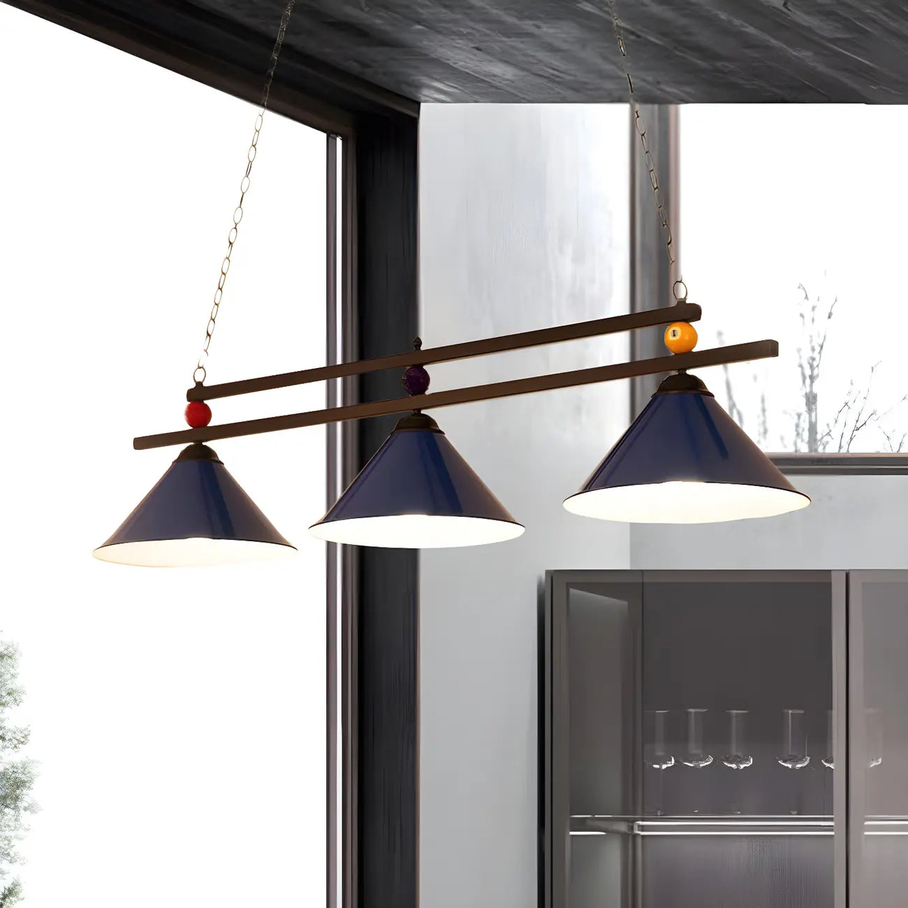 Rustic Metal 3-Light Pendant Light for Game Room