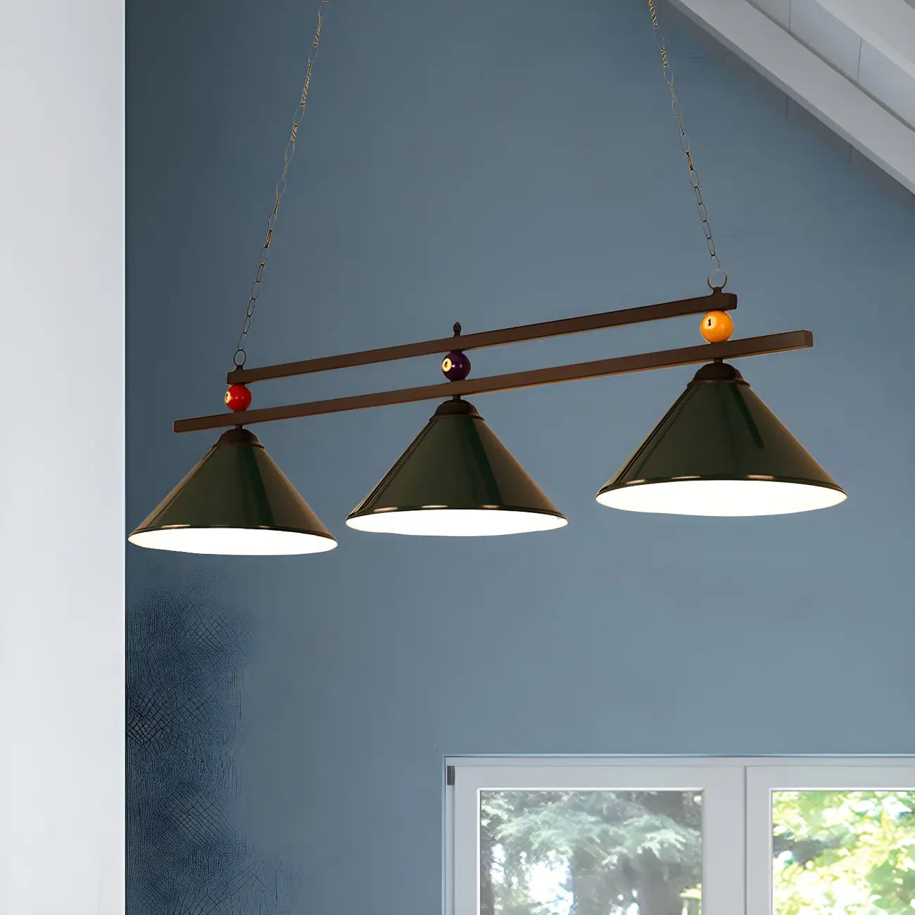 Rustic Metal 3-Light Pendant Light for Game Room