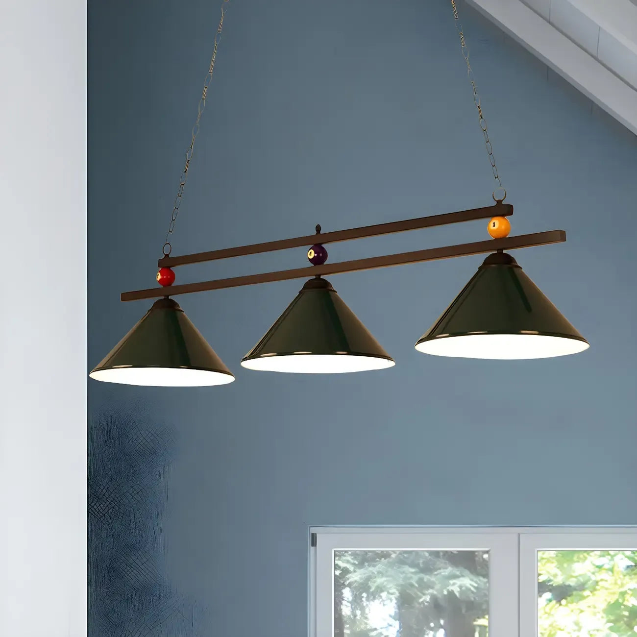 Rustic Metal 3-Light Pendant Light for Game Room