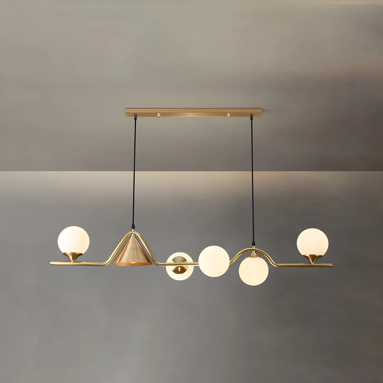 Kitchen Modern Gold Glass Globe Island Chandelier