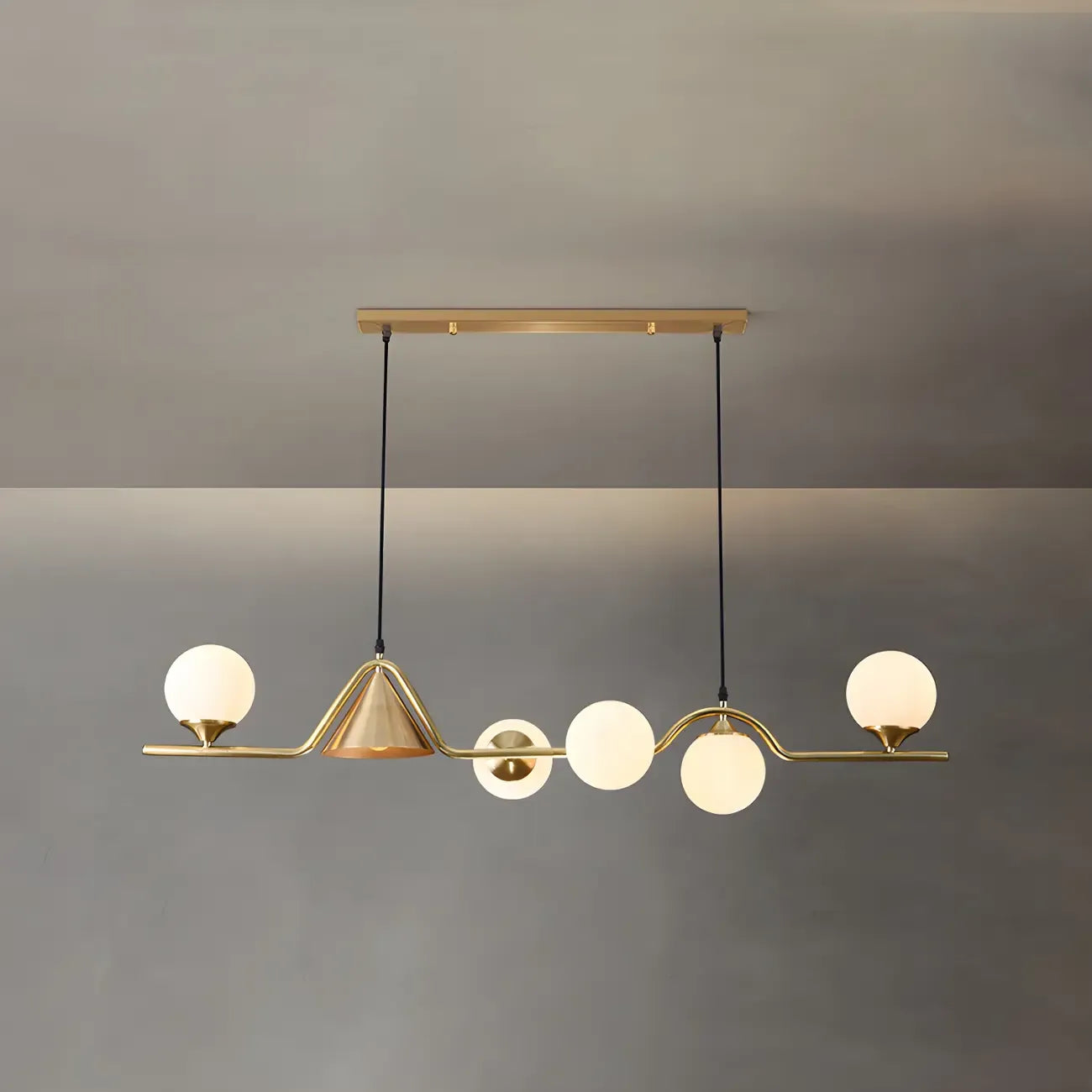 Kitchen Modern Gold Glass Globe Island Chandelier