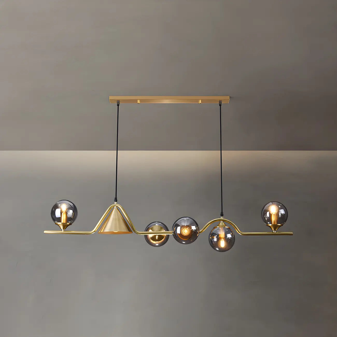 Kitchen Modern Gold Glass Globe Island Chandelier
