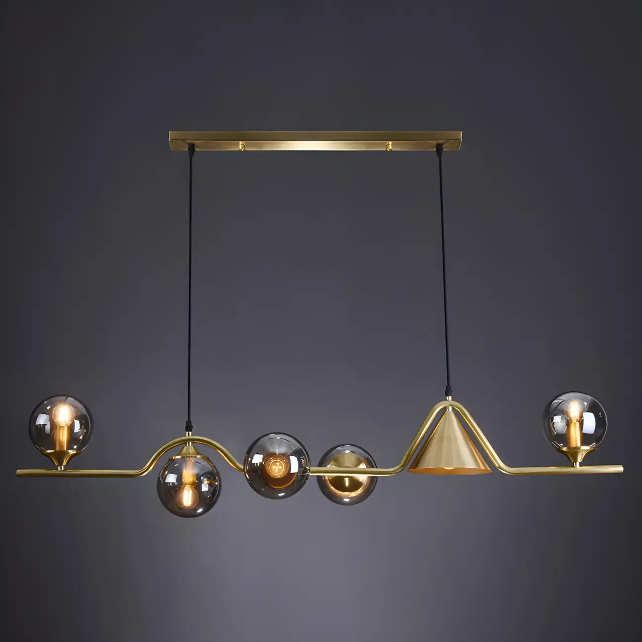 Kitchen Modern Gold Glass Globe Island Chandelier