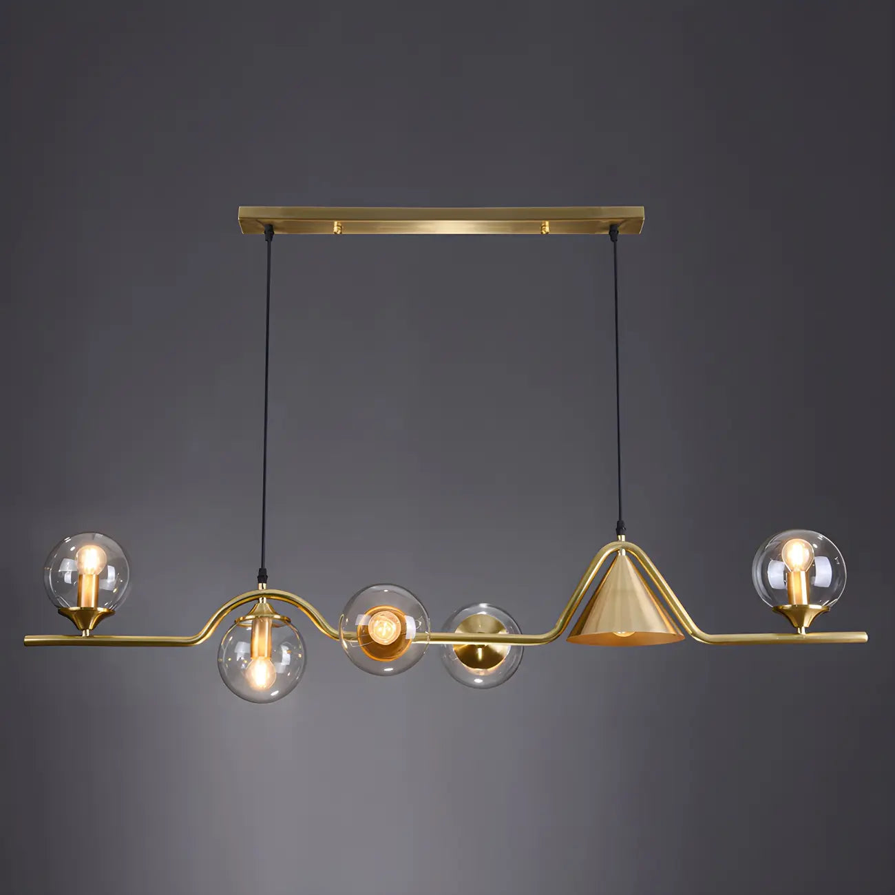Kitchen Modern Gold Glass Globe Island Chandelier