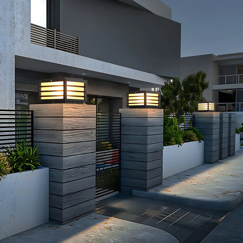 Black Rectangle Solar LED Outdoor Post Lights