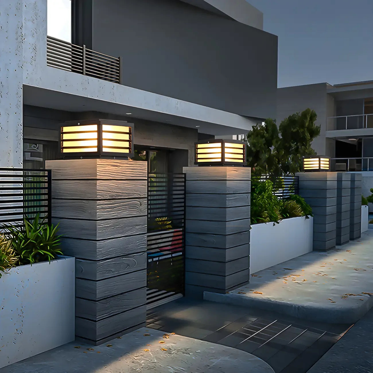 Black Rectangle Solar LED Outdoor Post Lights