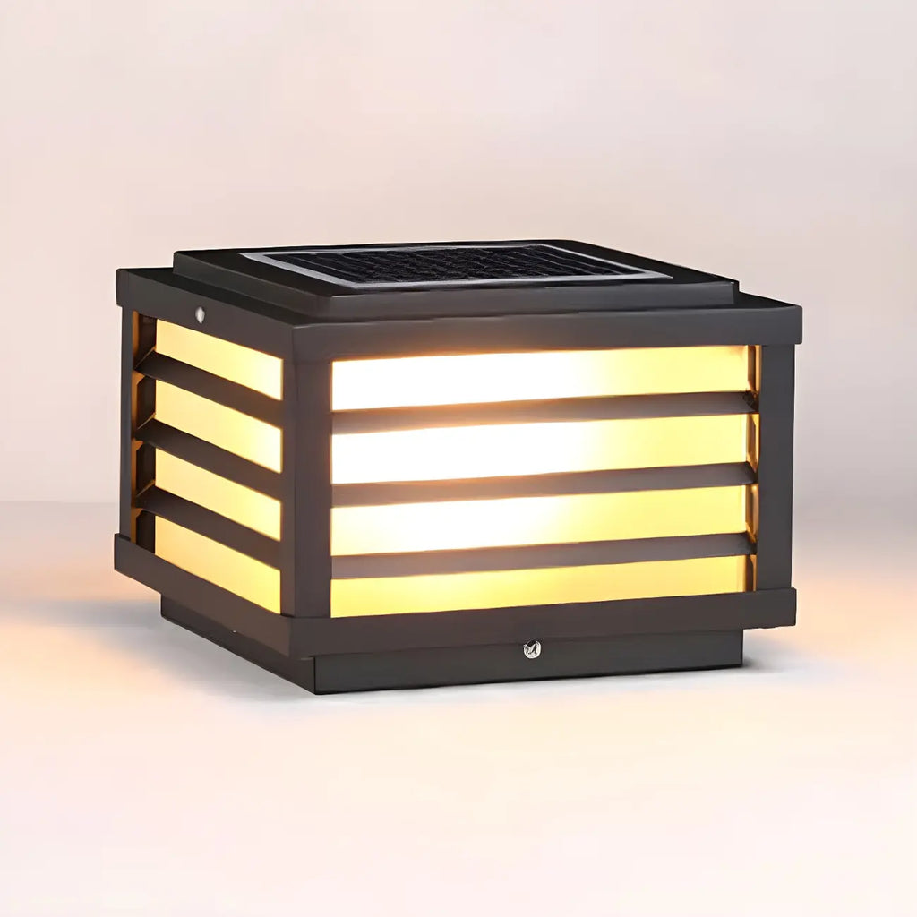 Black Rectangle Solar LED Outdoor Post Lights