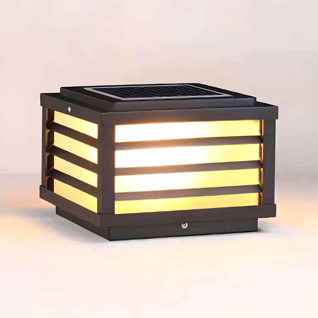 Black Rectangle Solar LED Outdoor Post Lights