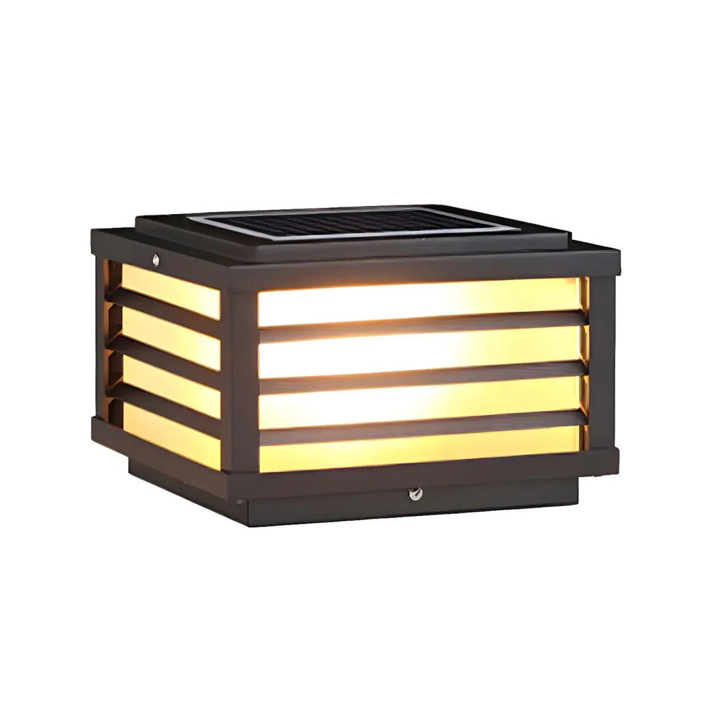 Black Rectangle Solar LED Outdoor Post Lights