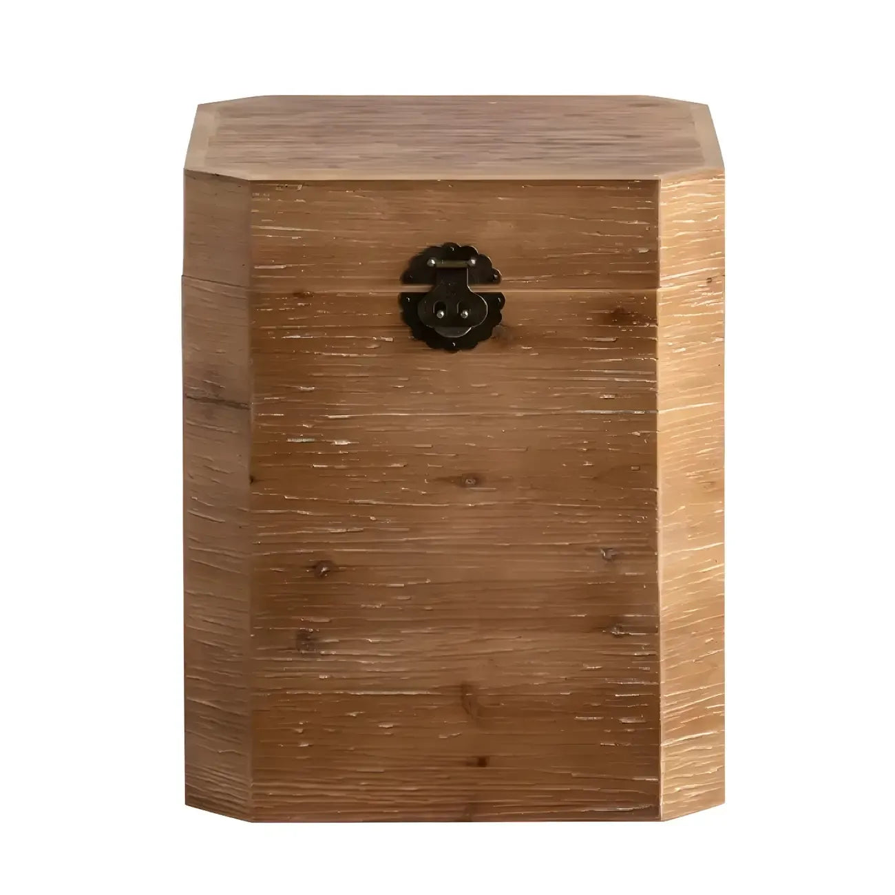Rustic Square Distressed Wood Side Table with Open Storage