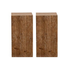Rustic Square Distressed Wood Side Table with Open Storage