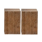 Rustic Square Distressed Wood Side Table with Open Storage