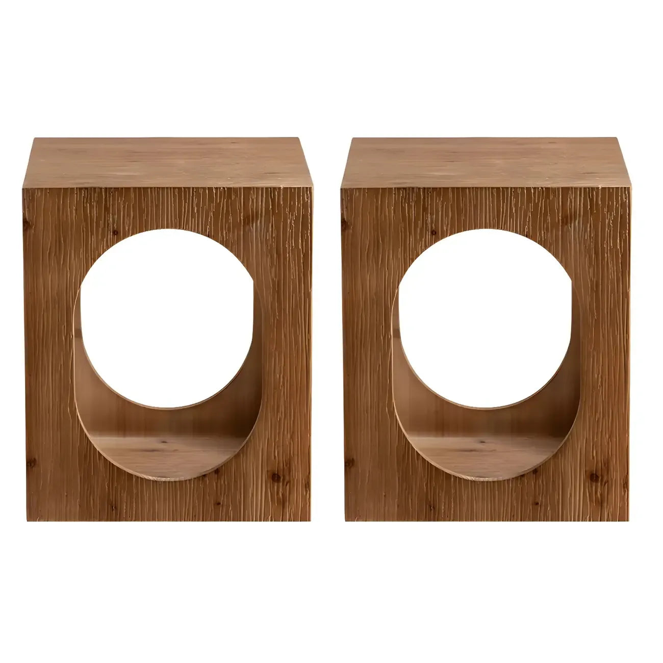 Rustic Square Distressed Wood Side Table with Open Storage