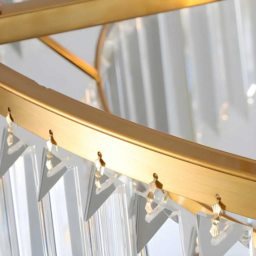 Gold Crystal Cylinder Tier Circle Chandelier