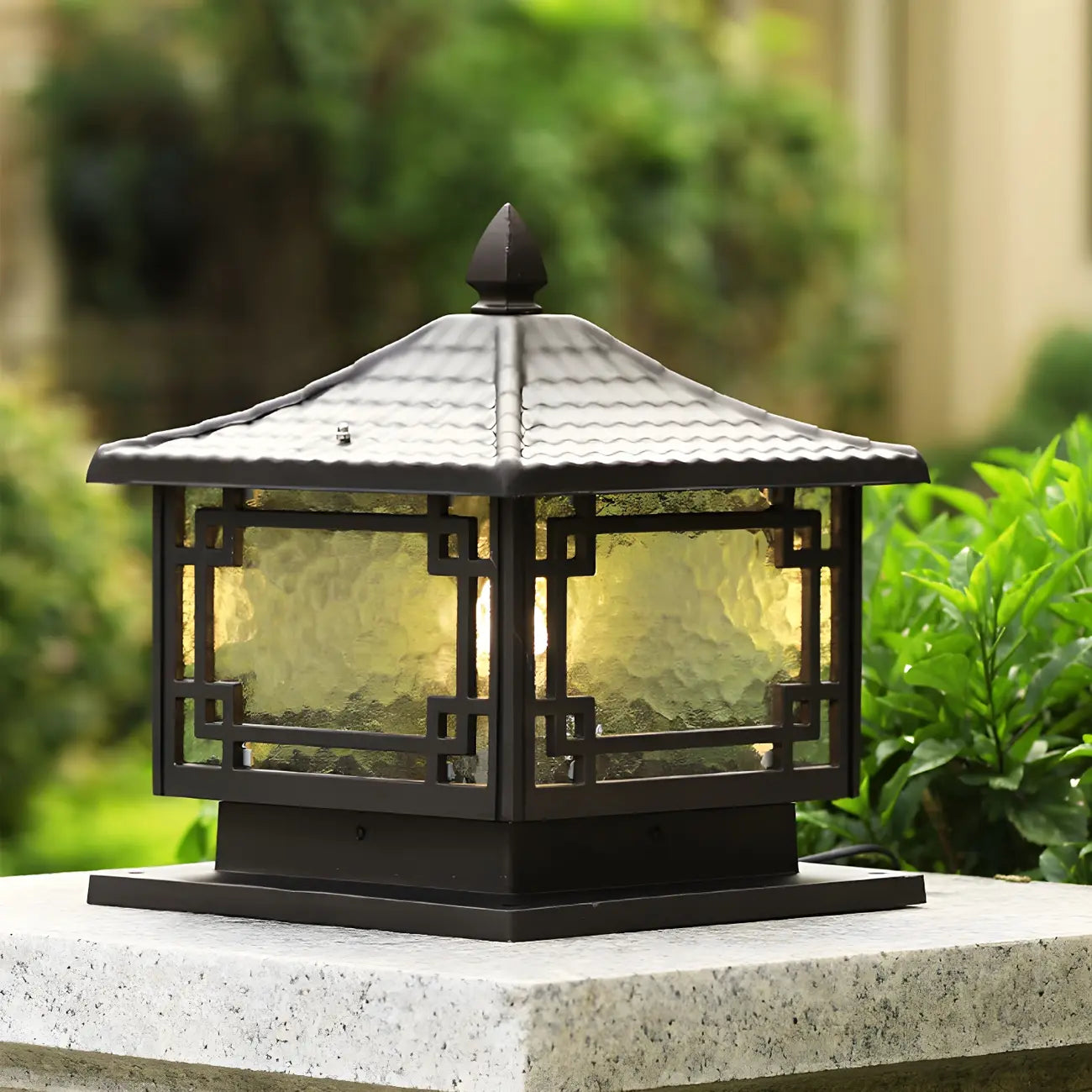 Oriental Traditional Black Solar Outdoor Post Lights