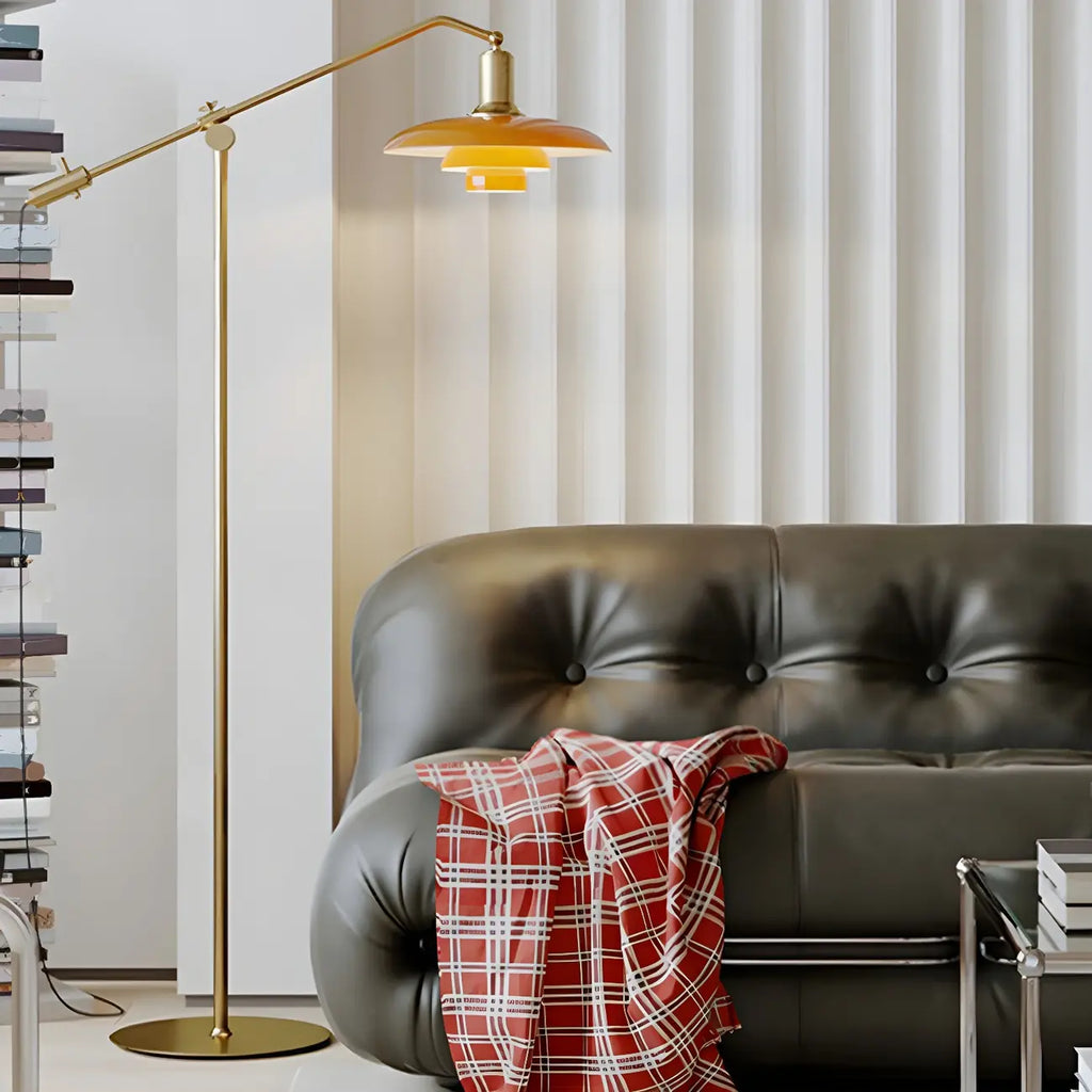 Standing Gold Floor Lamp with Balance Arm for Living Space