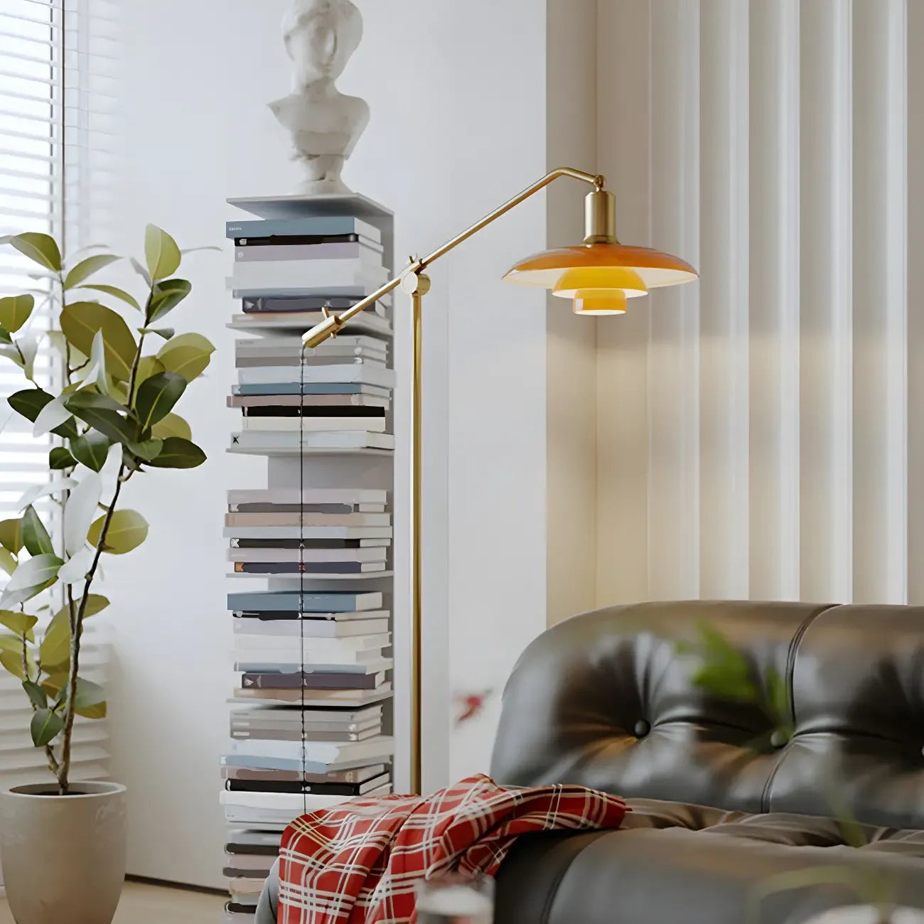 Standing Gold Floor Lamp with Balance Arm for Living Space