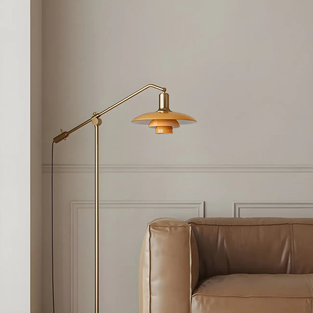 Standing Gold Floor Lamp with Balance Arm for Living Space