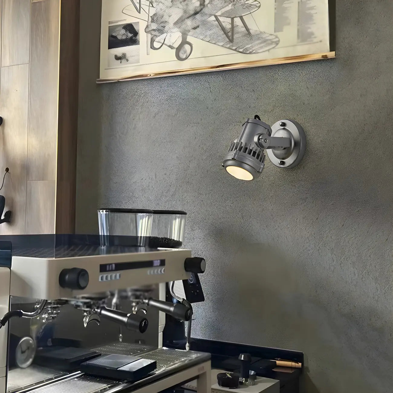 Industrial Metal Silver Prismatic Glass Swing Arm Wall Light