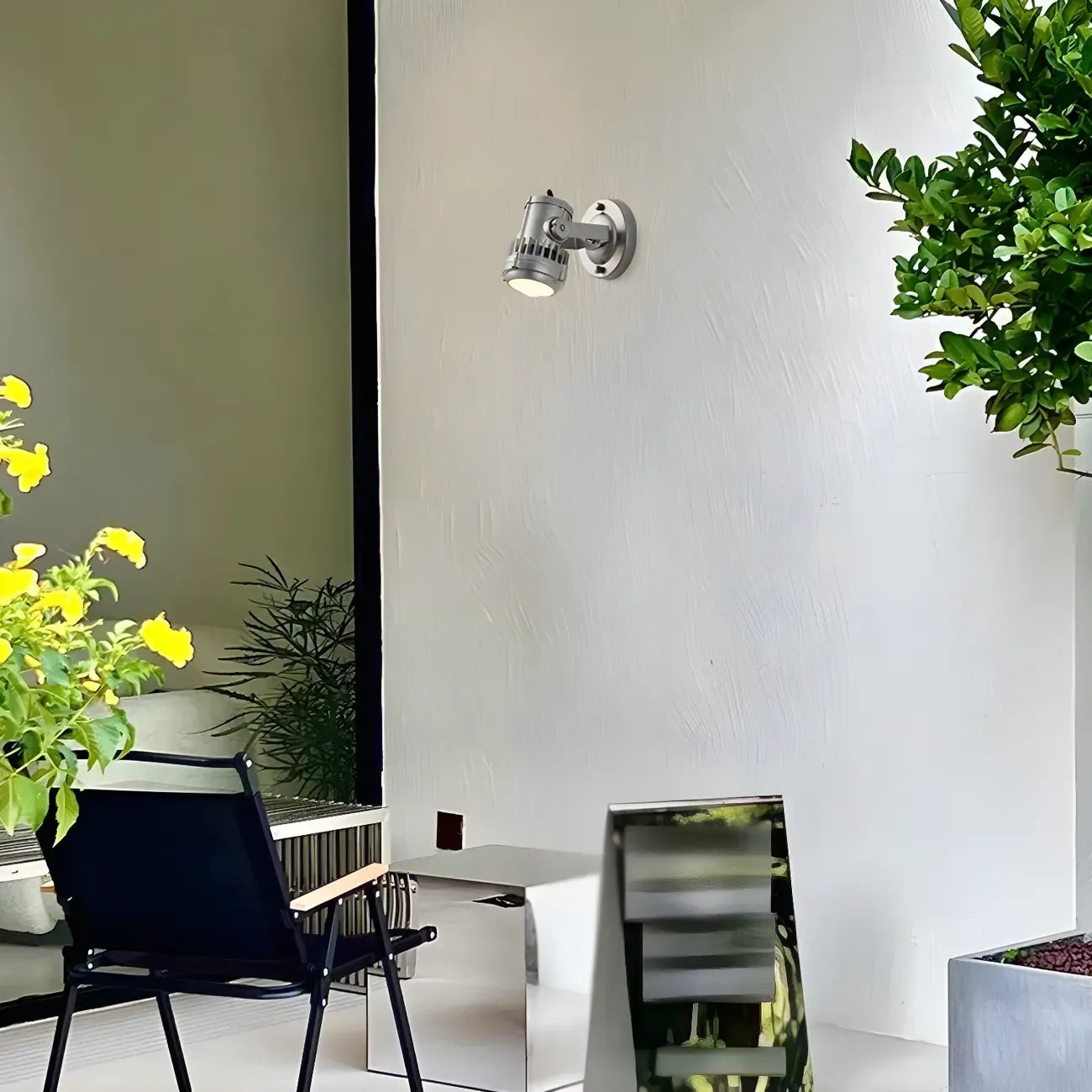 Industrial Metal Silver Prismatic Glass Swing Arm Wall Light