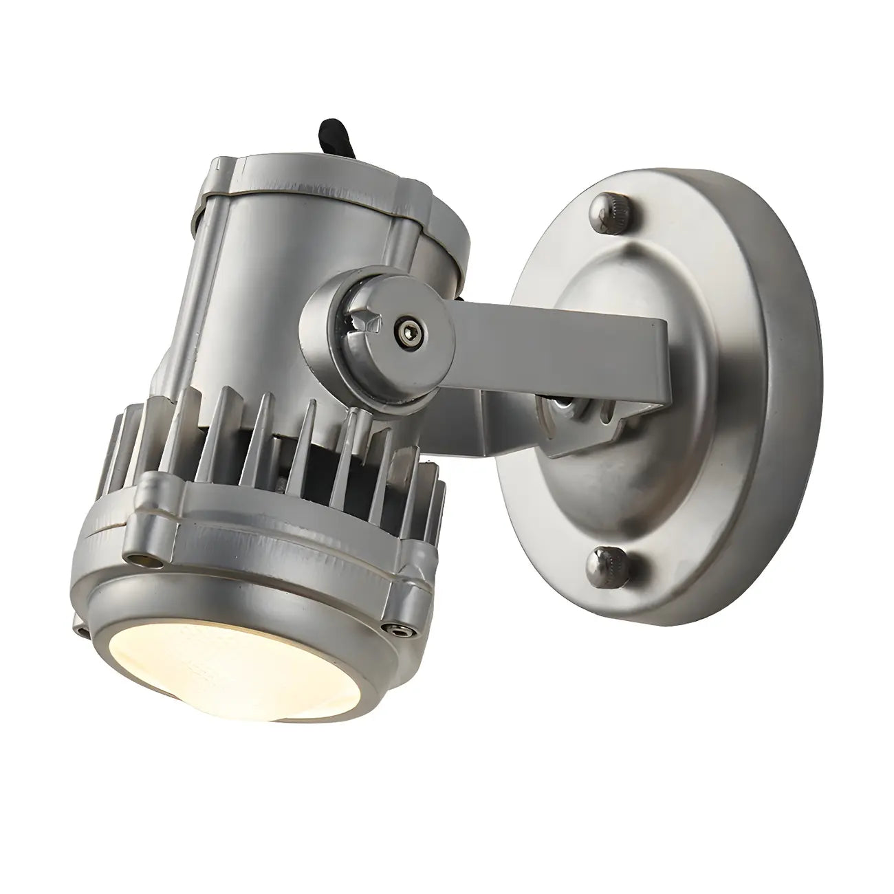 Industrial Metal Silver Prismatic Glass Swing Arm Wall Light