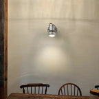 Industrial Metal Silver Prismatic Glass Swing Arm Wall Light
