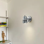 Industrial Metal Silver Prismatic Glass Swing Arm Wall Light