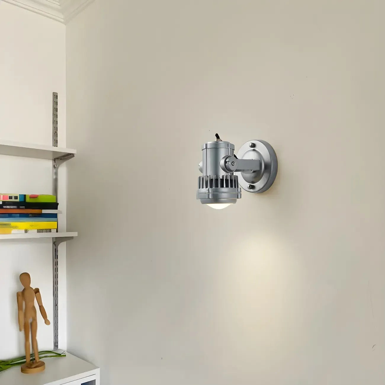 Industrial Metal Silver Prismatic Glass Swing Arm Wall Light