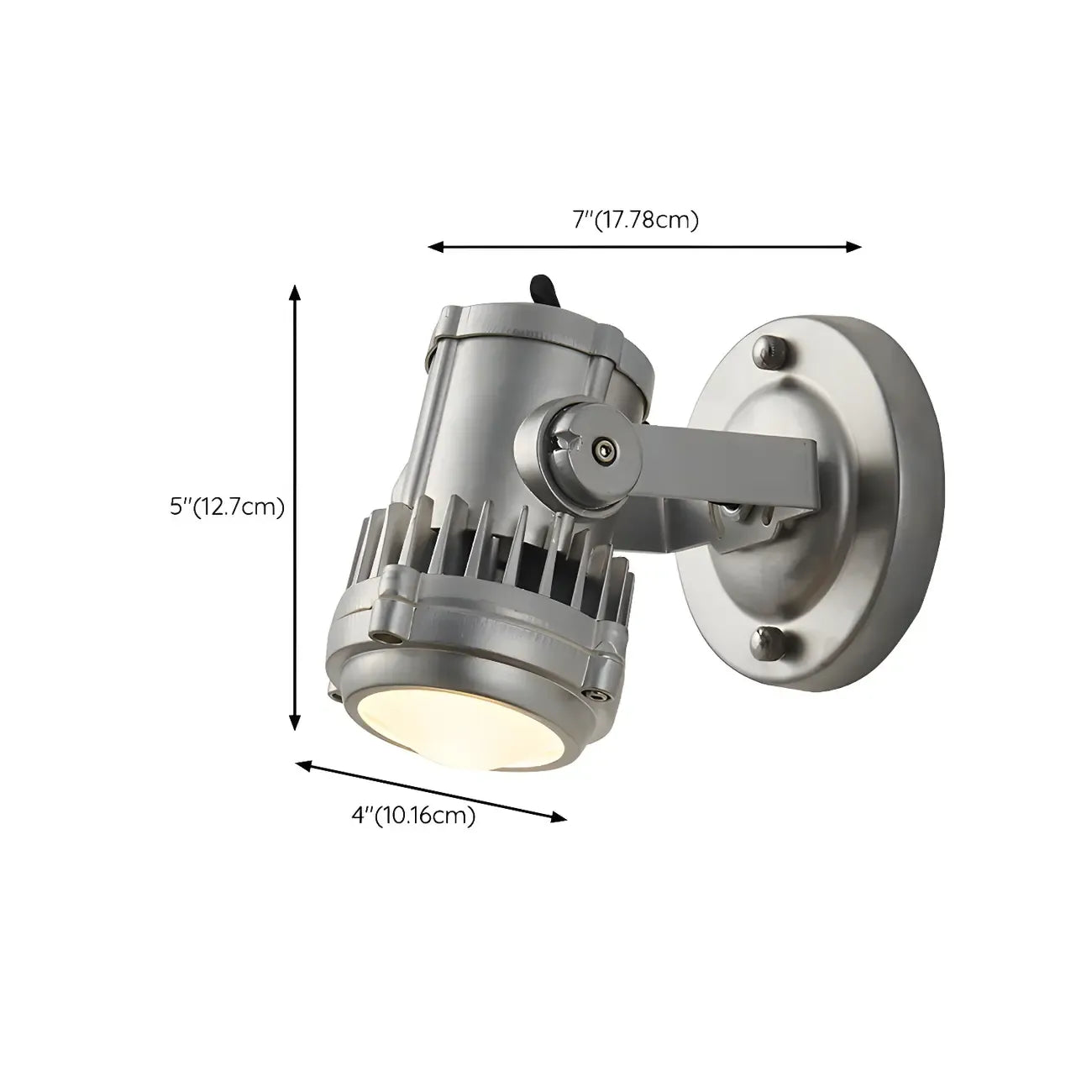 Industrial Metal Silver Prismatic Glass Swing Arm Wall Light