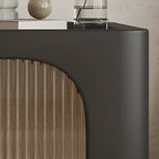 Minimalist Small Solid Wood Glass Cubic Black Nightstand