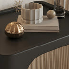 Minimalist Small Solid Wood Glass Cubic Black Nightstand