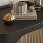 Minimalist Small Solid Wood Glass Cubic Black Nightstand